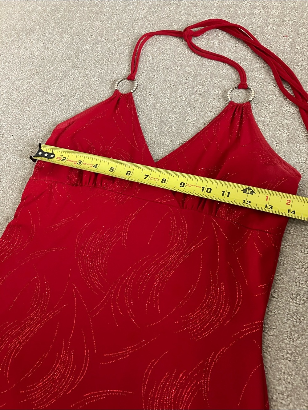 Y2K Lipstick Red Glitter Halter High Low Dress Party Prom Medium - Picture 6 of 10